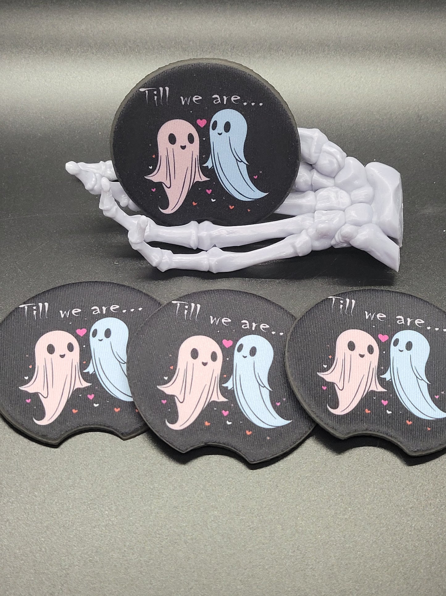 Till Ghosts Valloween Neoprene Car Coaster Set of 2