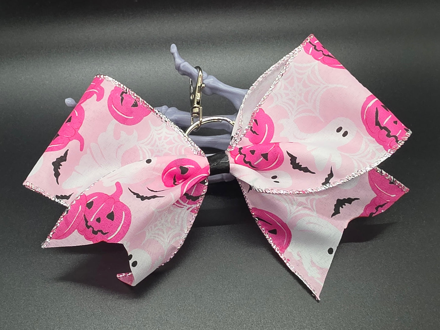 Halloween Pink Pumpkins Purse Charm Cheer Bow Style Clip Handmade