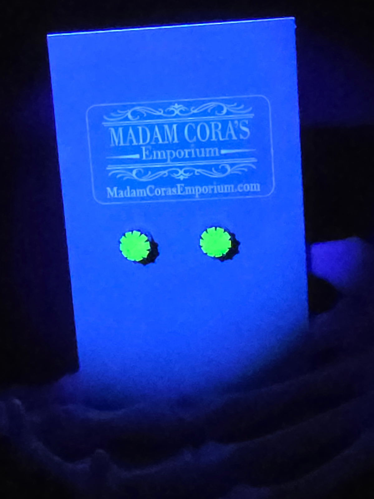 Uranium Glass Peridot Swarovski Gold Tone Stud Earrings 5mm