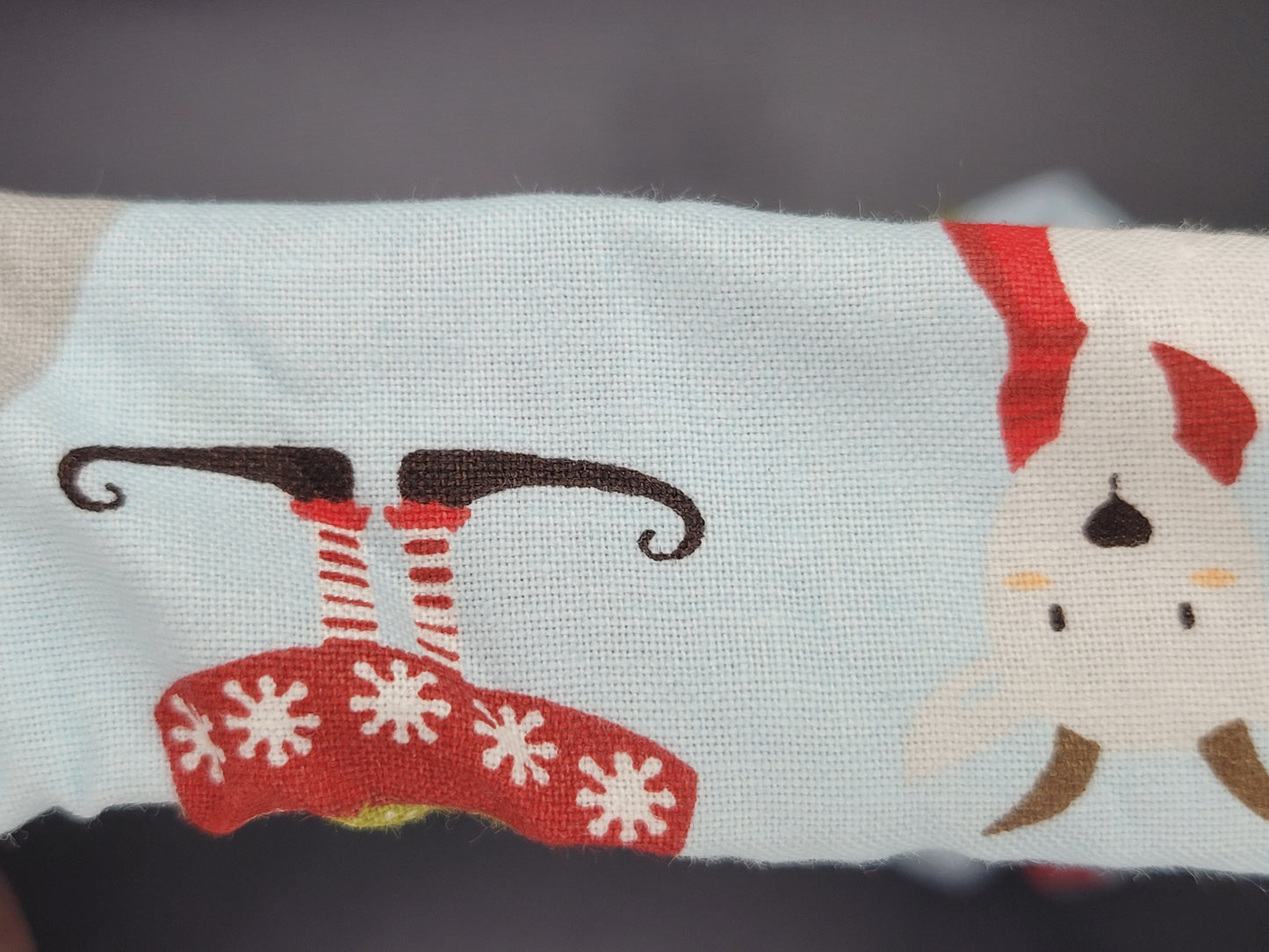 Blue Gnome 2 Christmas Themed 100% Cotton and Elastic Hair Tie Scrunchie