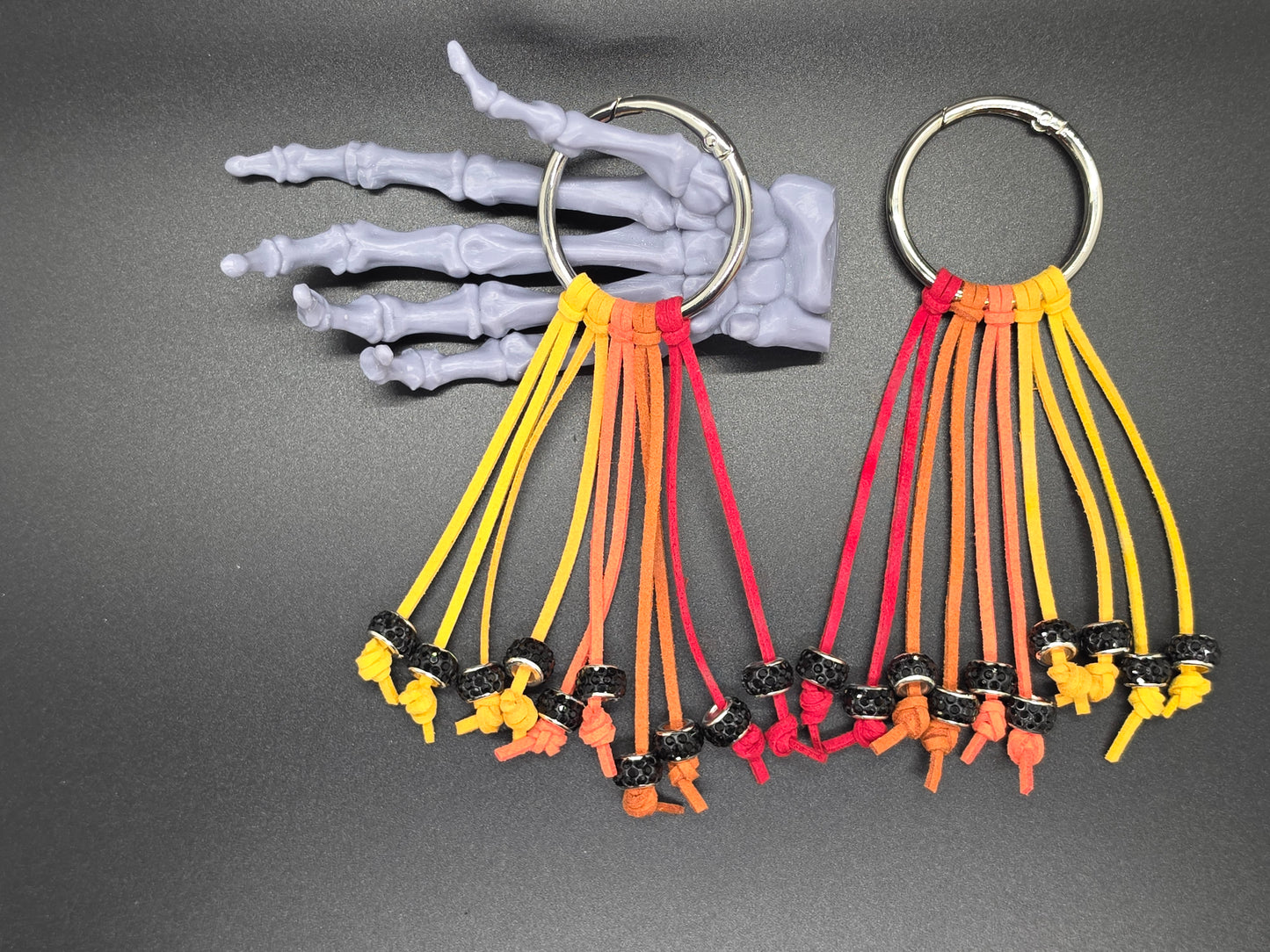 Sunset Western Gothic Boot Fringe Bag Charm Key Chain Clips