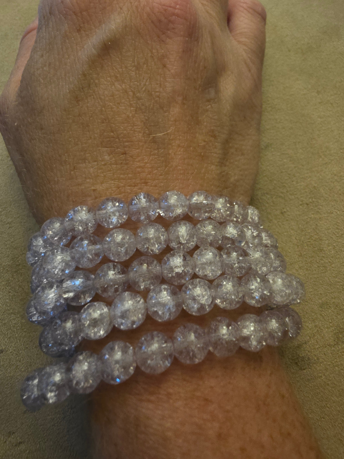 Czech Glass Bead Bracelet Purple Crackle