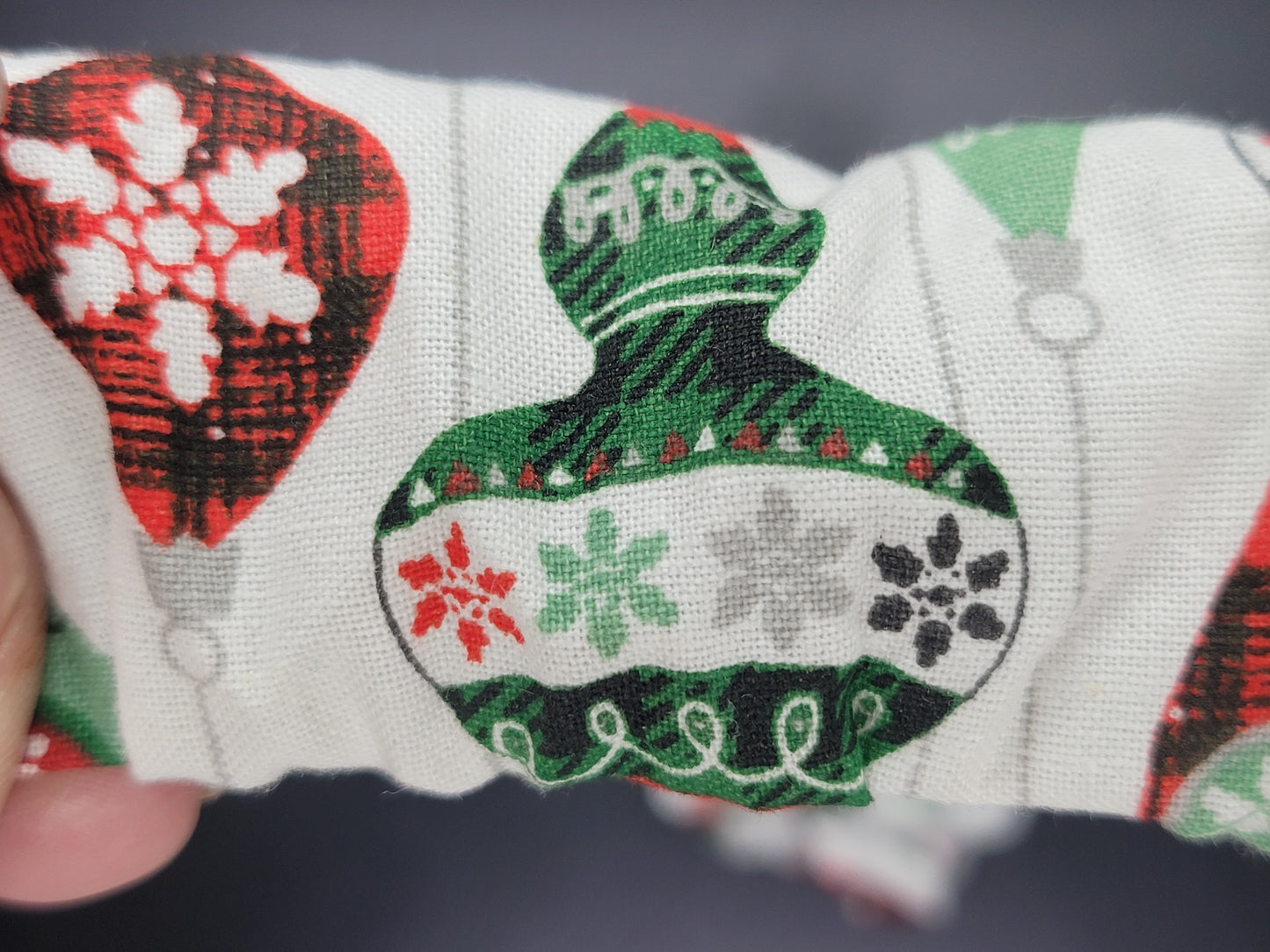 Christmas Ornaments Themed 100% Cotton and Elastic Hair Tie Scrunchie
