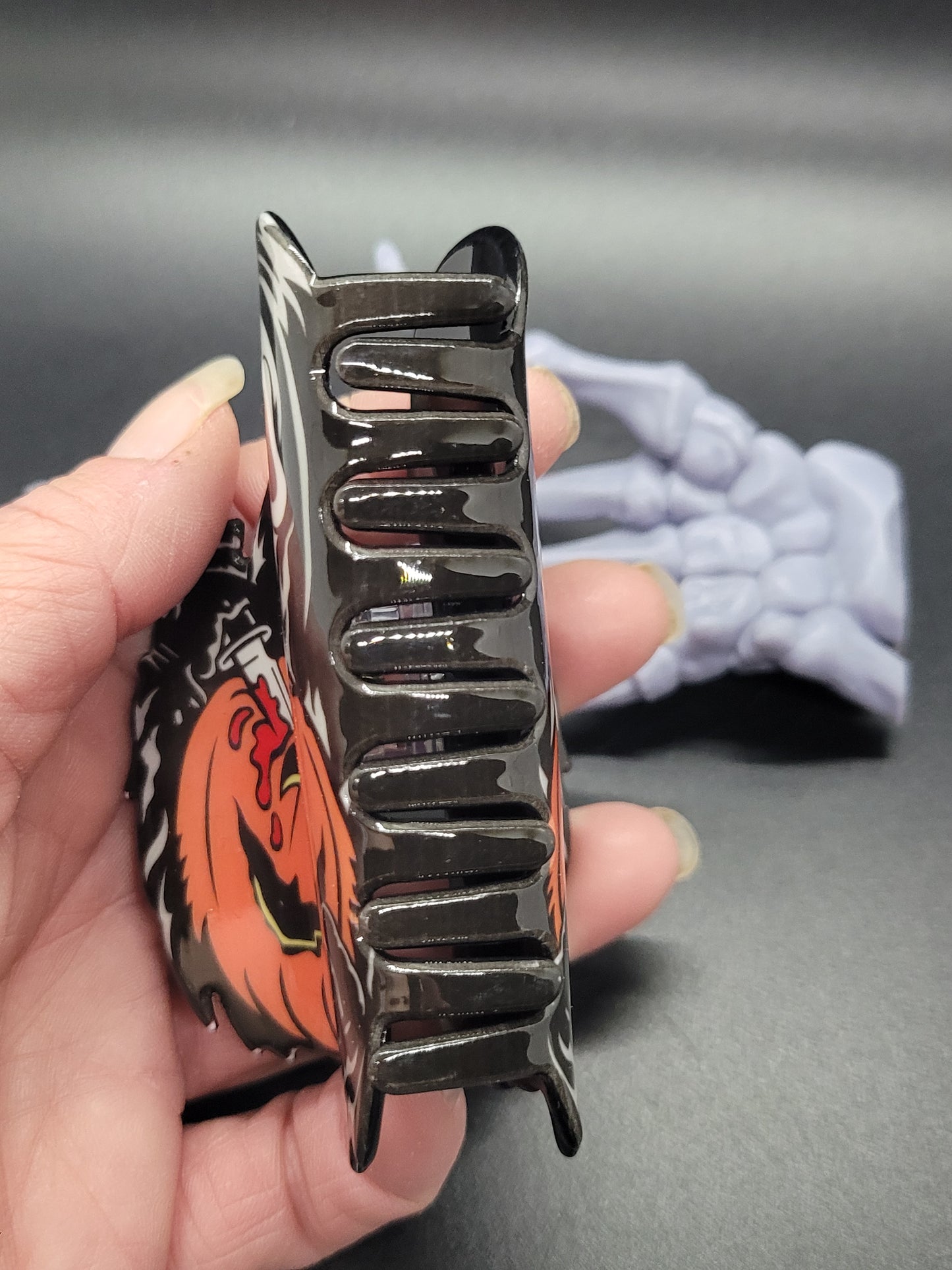 Scream Pumpkin Acrylic Hair Claw Clip