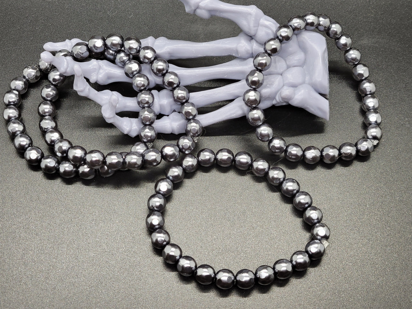 Vintage Czech Glass Stretch Bracelet 8mm Glass Pearl