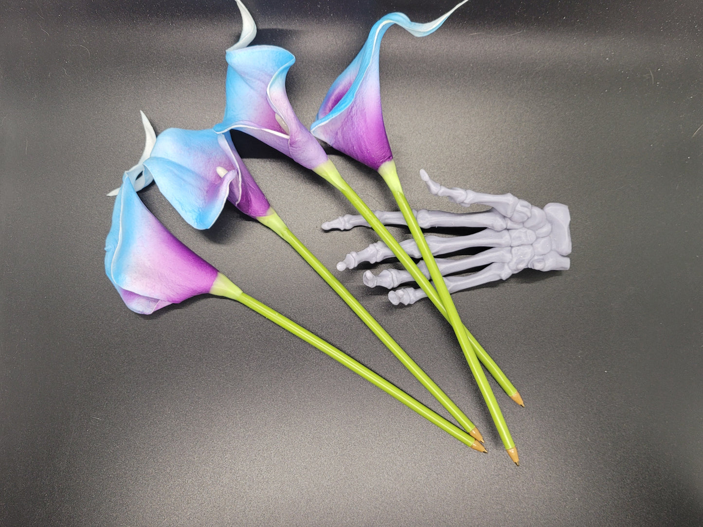 Purple Blue Calla Lily Pen Black Ink Writing Wedding