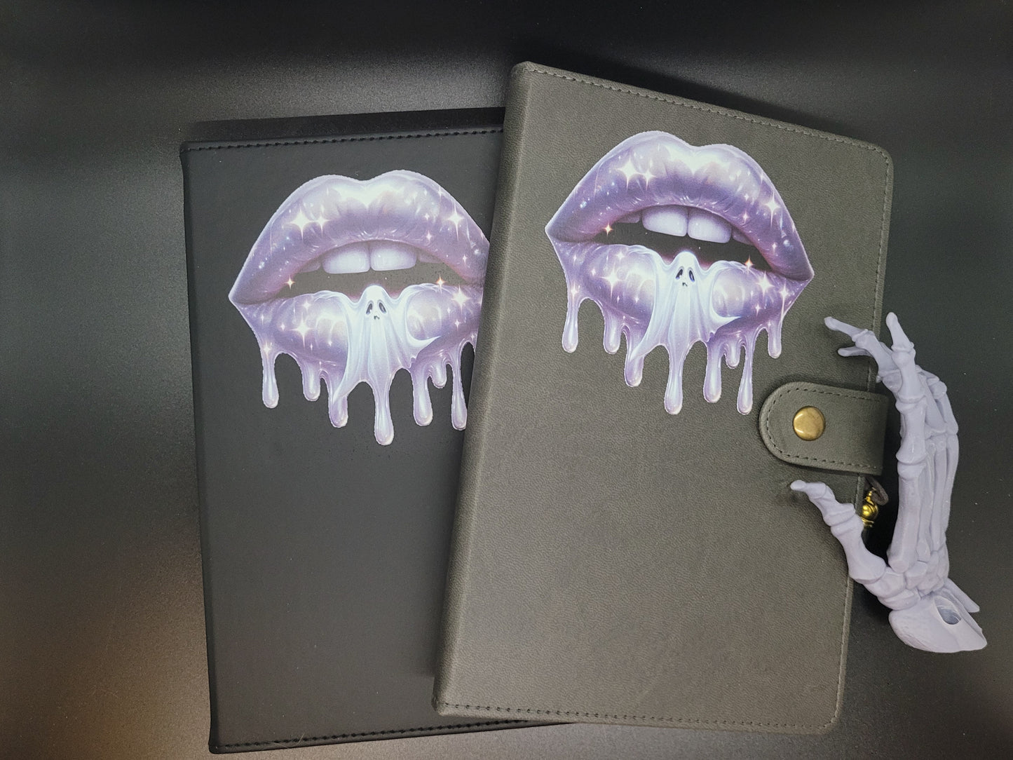Ghost Lined Blank Journal Book of Shadows Grimoire Faux Leather