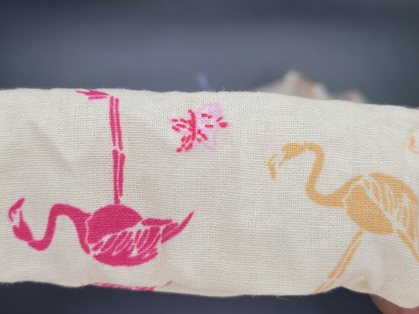 Tan Flamingos Cotton and Elastic Hair Tie Scrunchie