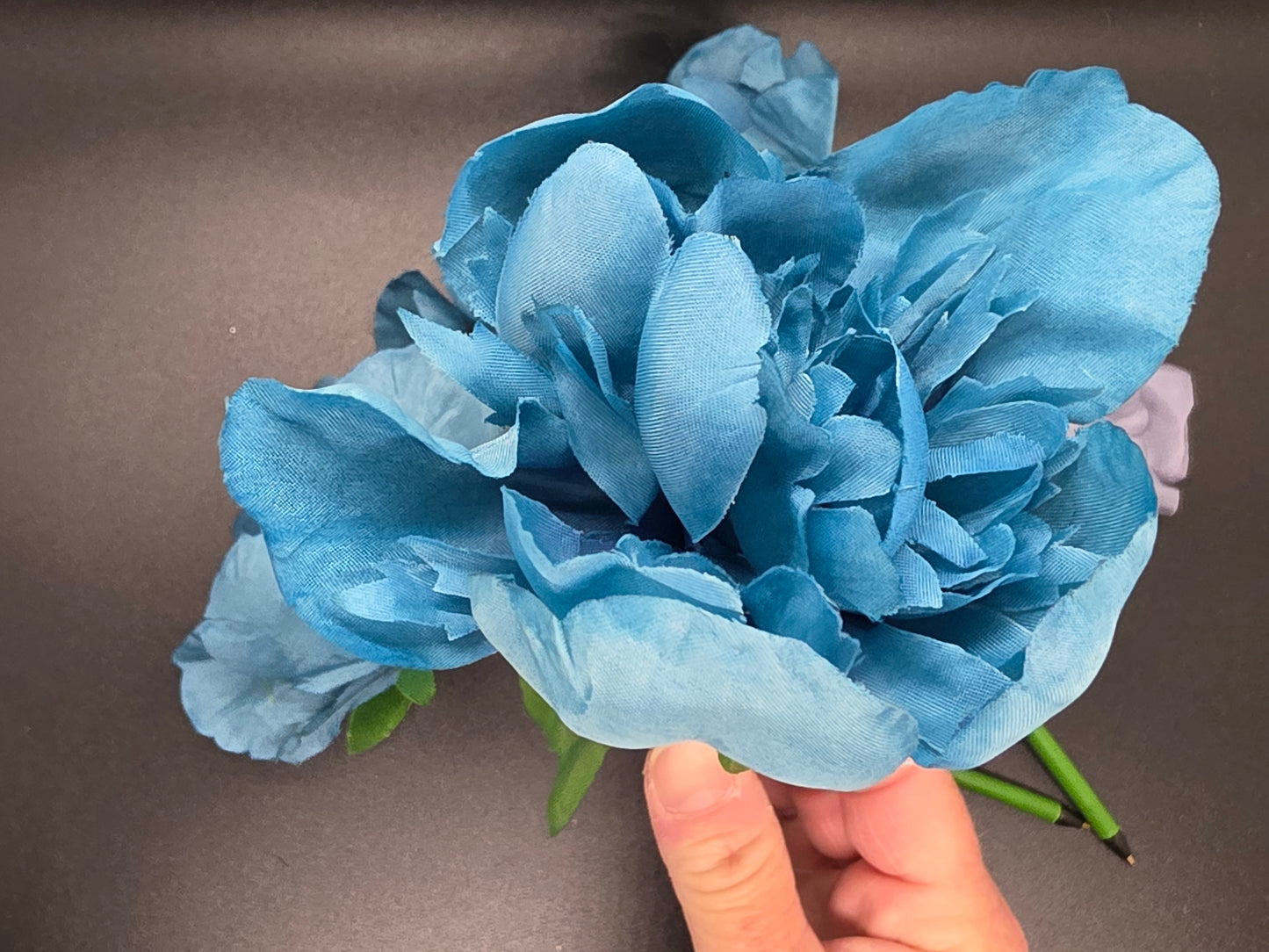 Dusty Blue Large Peony Flower Ink Pen Writting Wedding