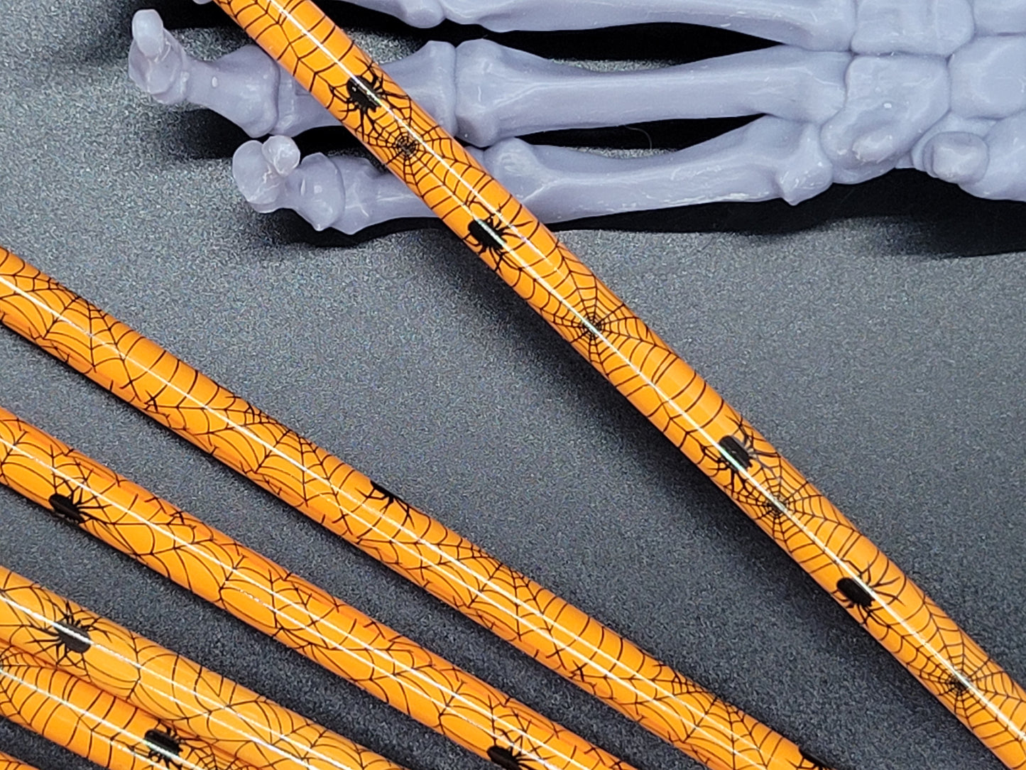 Orange Webs 9 in Reusable Plastic Tumbler Straw