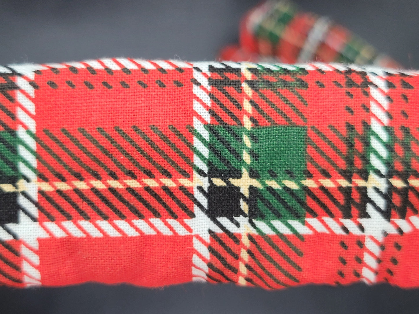 Red Plaid 1 Christmas Themed 100% Cotton and Elastic Hair Tie Scrunchie