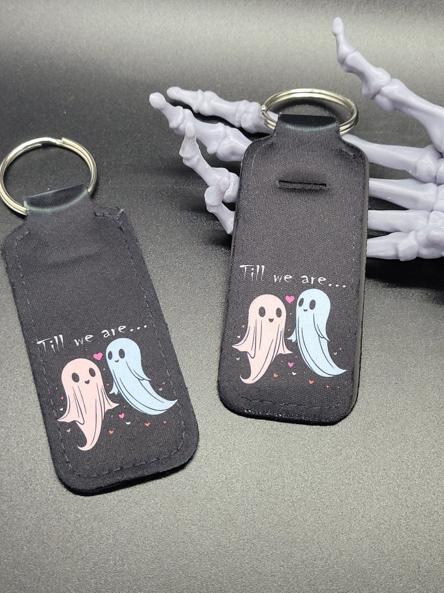 Till Ghosts Chapstick Lip Balm Holder Key Chain Valloween