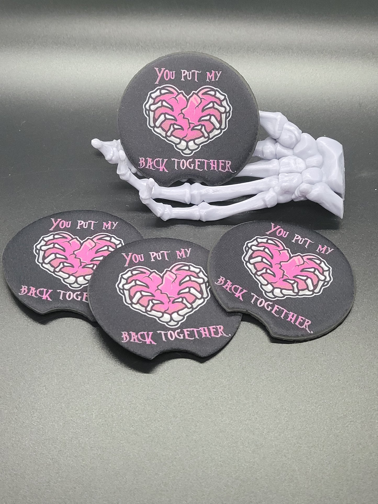 Heart Together Valloween Neoprene Car Coaster Set of 2