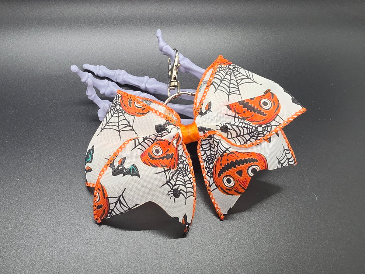Halloween Pumpkins 2 Purse Charm Cheer Bow Style Clip Handmade