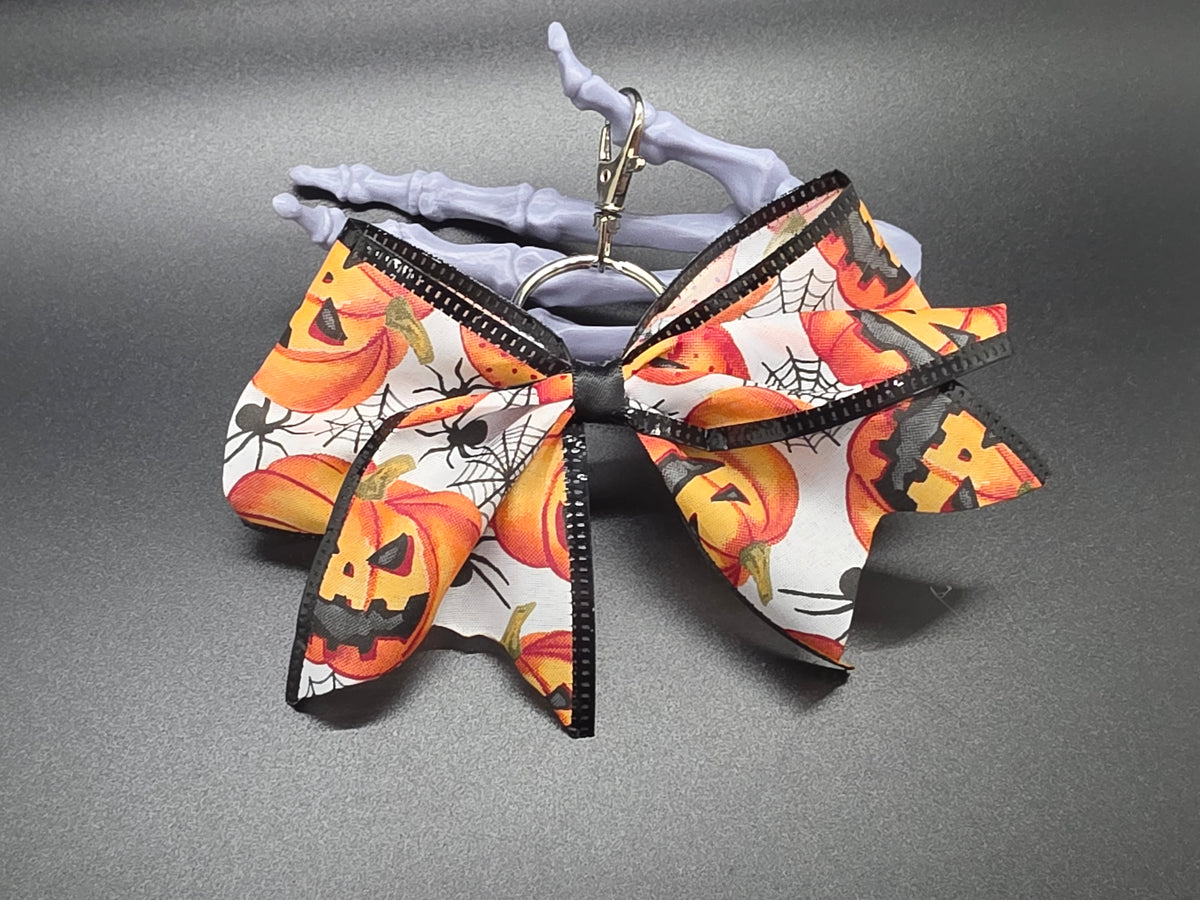 Halloween Pumpkins Purse Charm Cheer Bow Style Clip Handmade