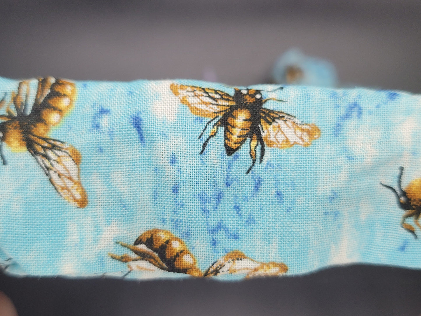 Vintage Bees Cotton and Elastic Hair Tie Scrunchie