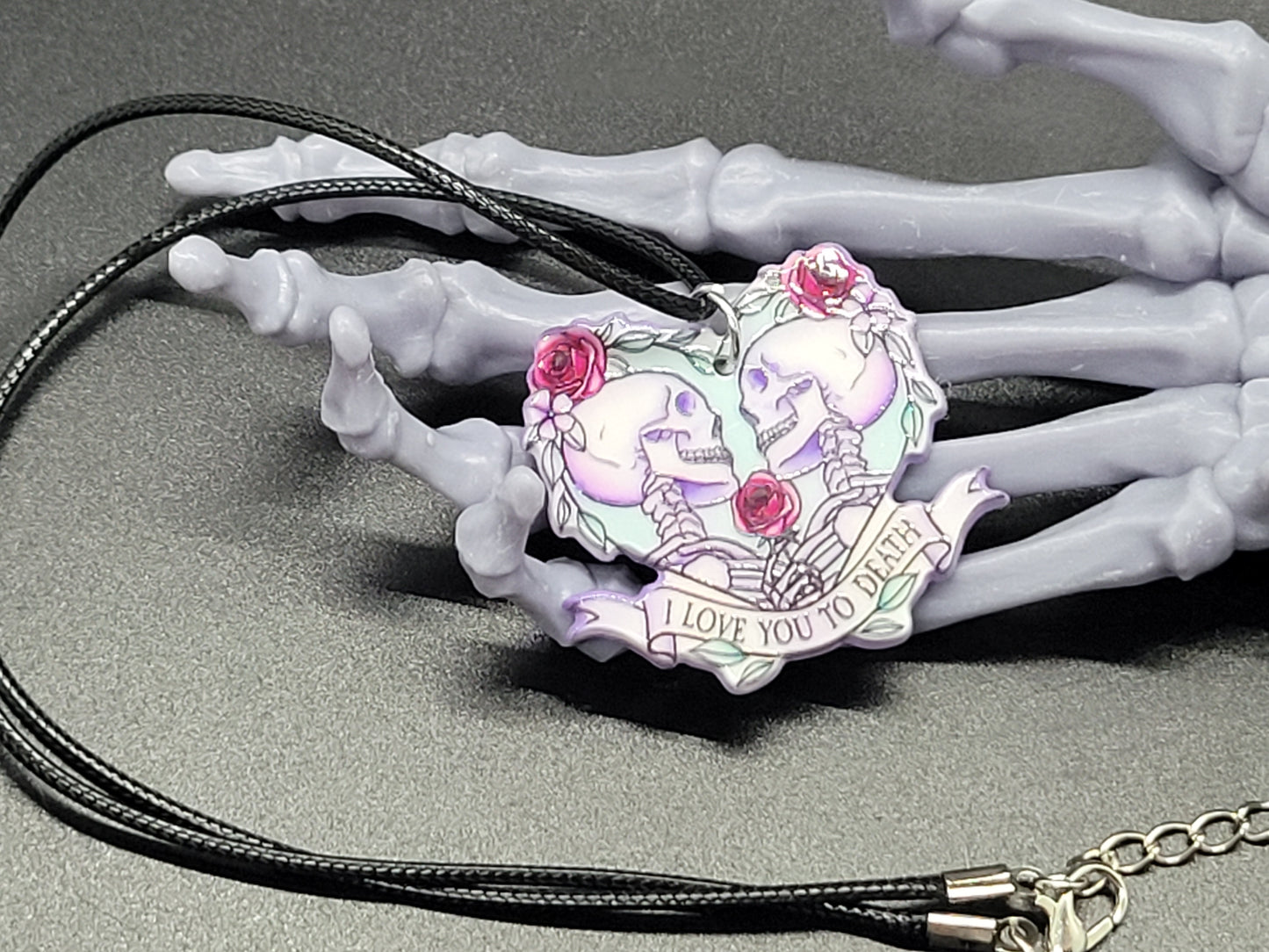 Skeleton Love Heart Valentine Resin Earrings Necklace Valloween