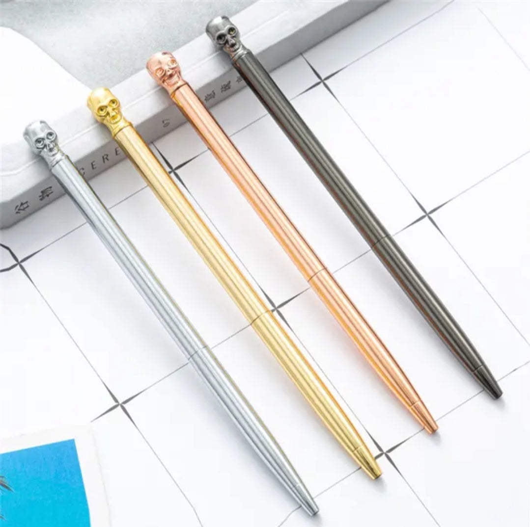 Skull Top Metal Pen Black Ink