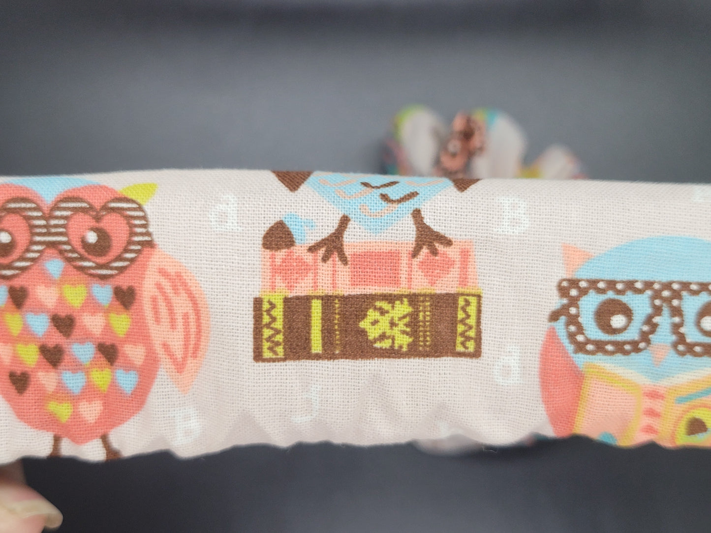 Vintage Owls Cotton and Elastic Hair Tie Scrunchie