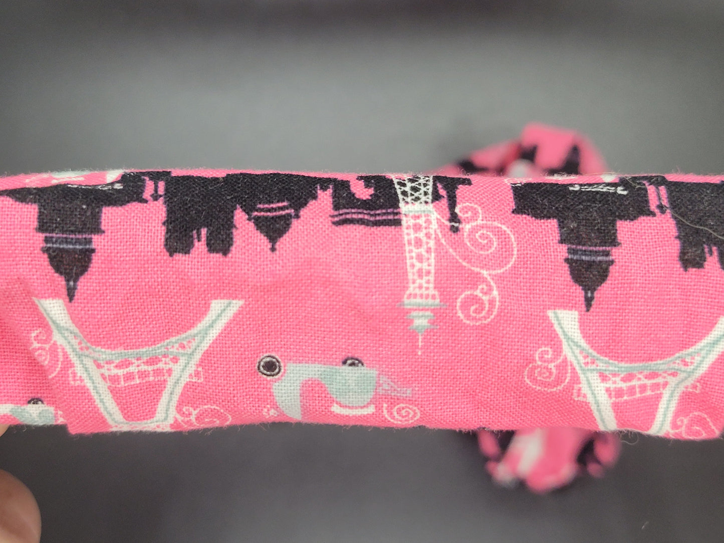 Pink Paris Cotton and Elastic Hair Tie Scrunchie