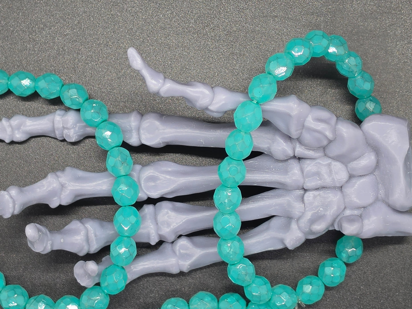 Vintage Czech Glass Stretch Bracelet 8mm Aqua Green Opal