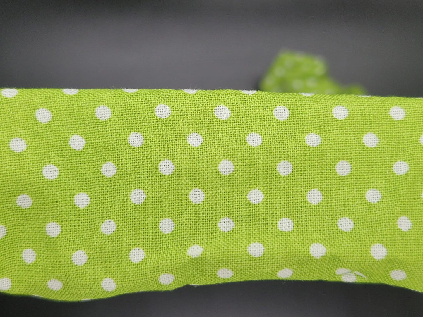 Green Polkadot Cotton and Elastic Hair Tie Scrunchie