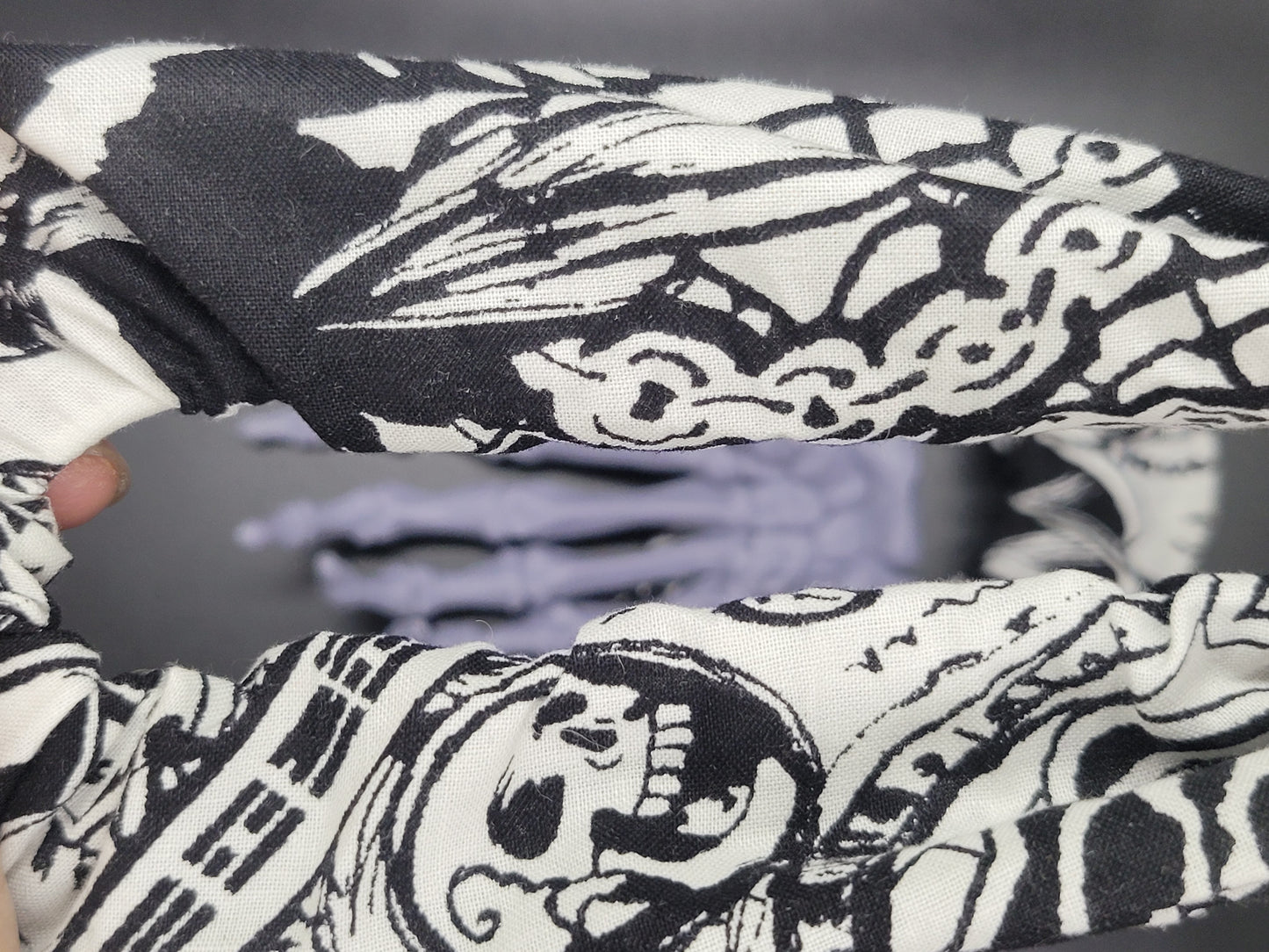 Black and White Tattoo Cotton and Elastic Hair Tie Scrunchie