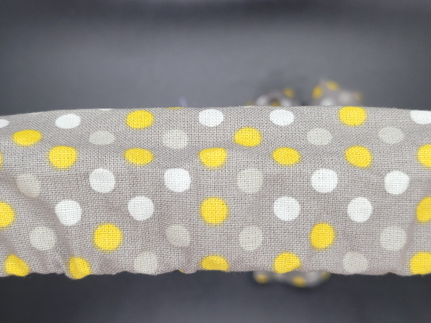 Grey Polkadot Cotton and Elastic Hair Tie Scrunchie
