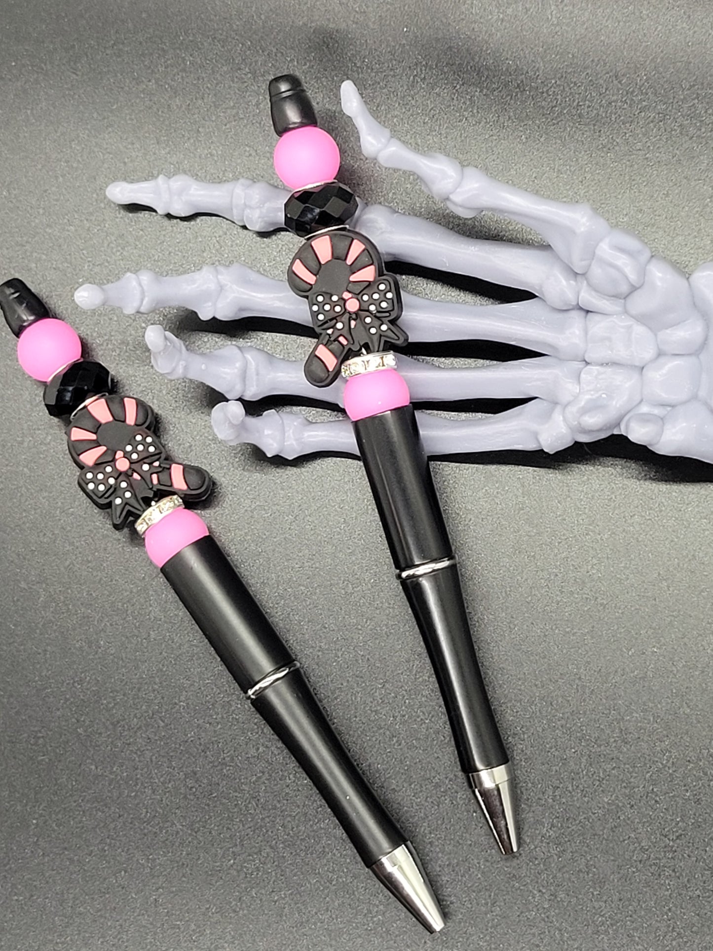 Pink Candy Cane Beaded Pen with Refill