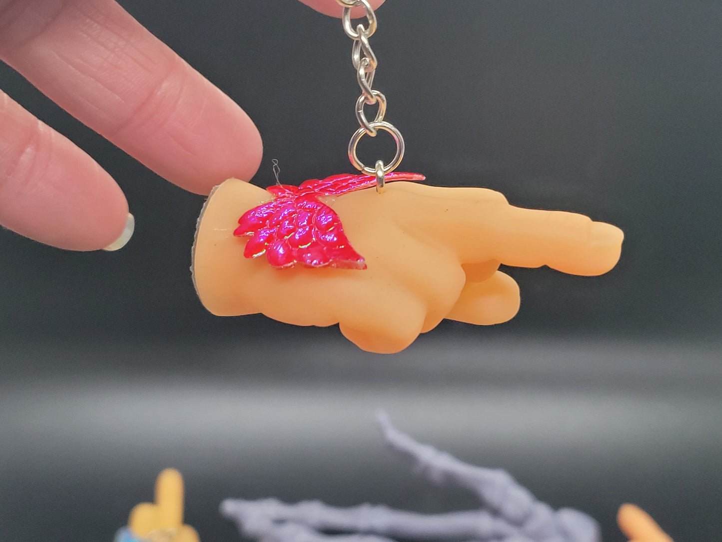 Flying Finger Vinyl Key Chain