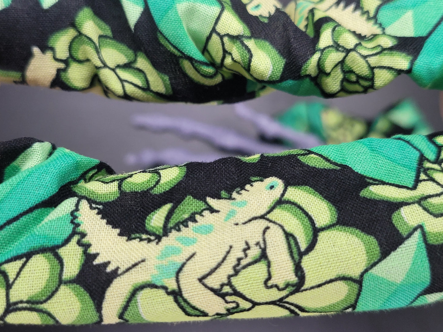 Green Lizards Cotton and Elastic Hair Tie Scrunchie