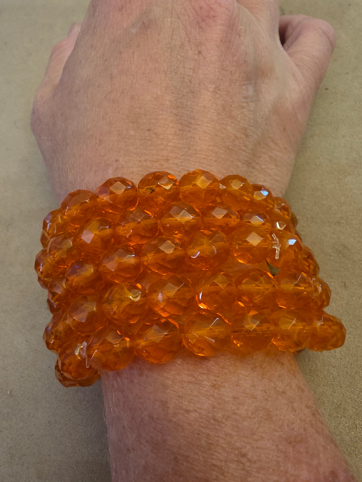 Vintage Czech Glass Stretch Bracelet 10mm Hyacinth