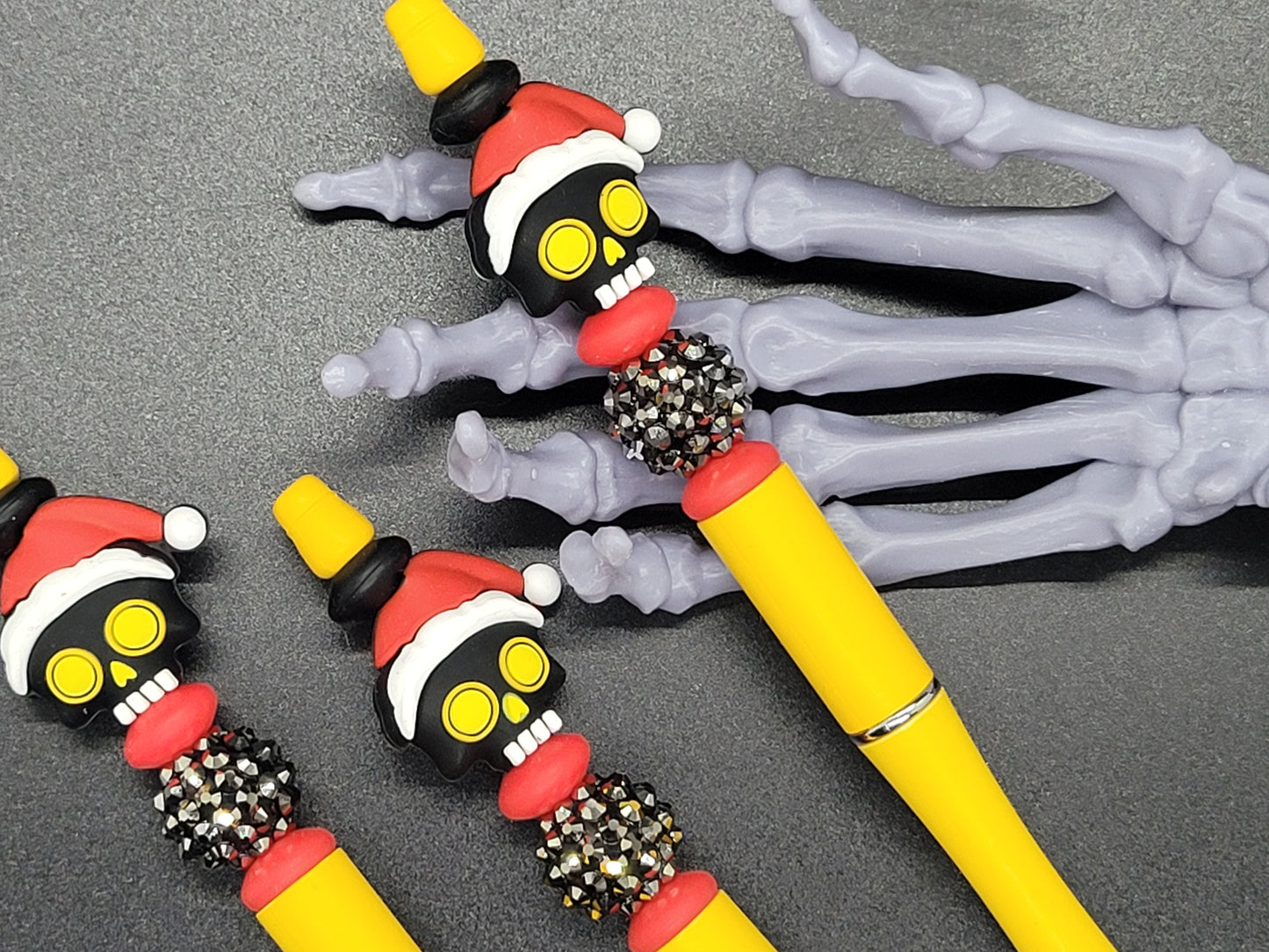 Black Christmas Skull Beaded Pen