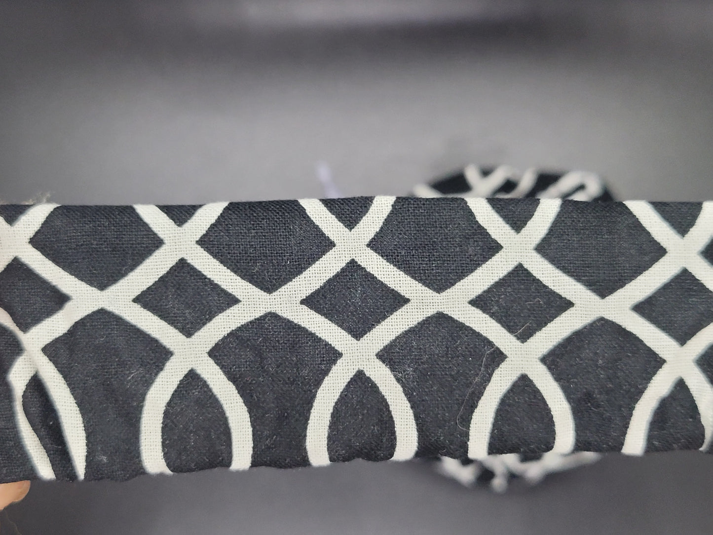 Black and White Cotton and Elastic Hair Tie Scrunchie