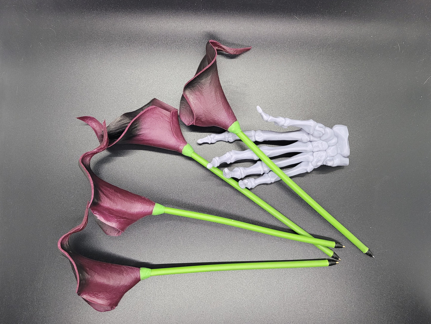 Deep Red Calla Lily Pen Black Ink