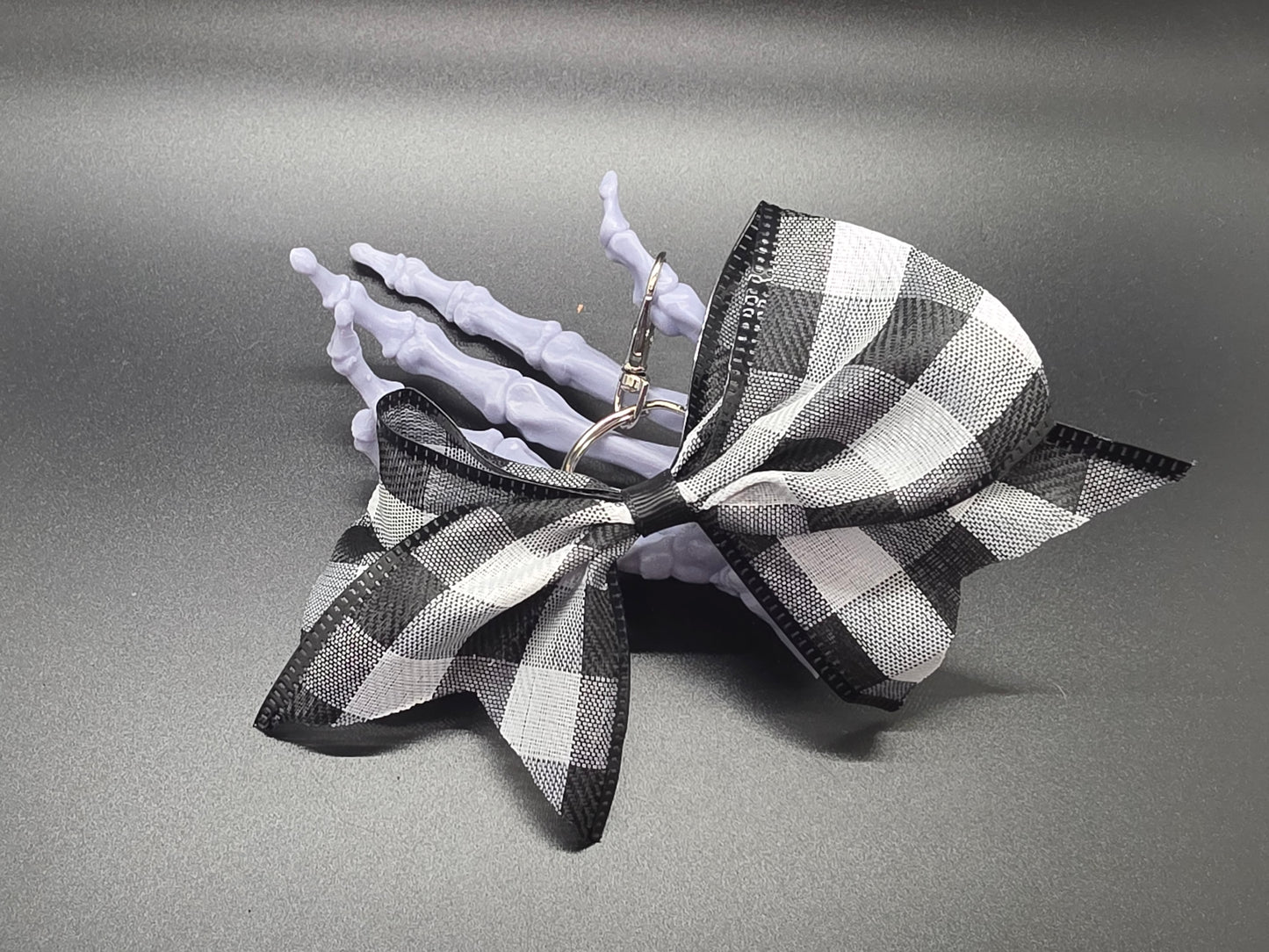 Black Check Purse Charm Cheer Bow Style Clip Handmade