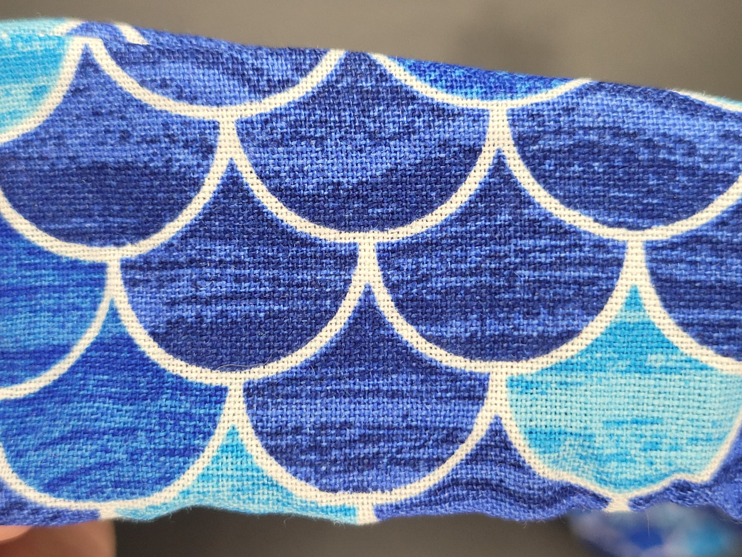 Blue Mermaid Scale Cotton and Elastic Hair Tie Scrunchie