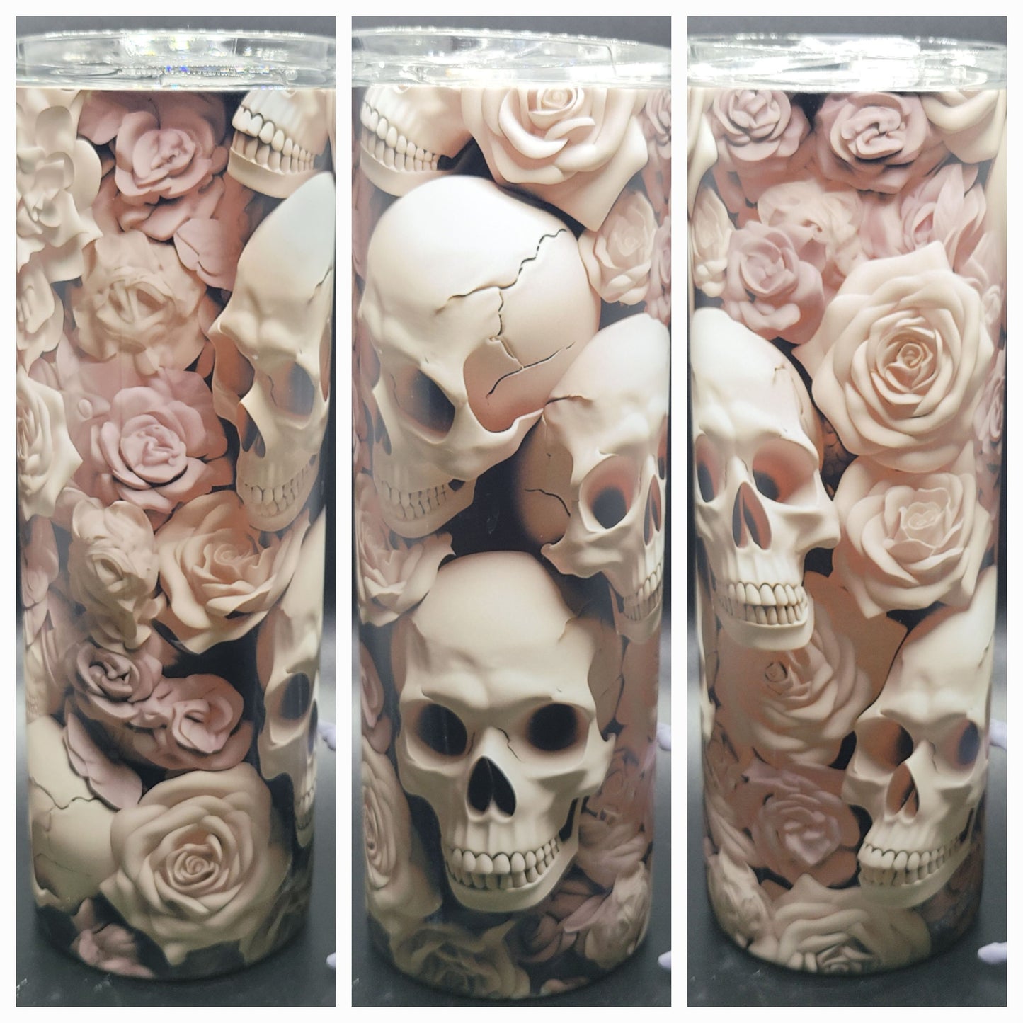 White Skulls 20 oz Sublimated Tumbler for Hot or Cold Drinks