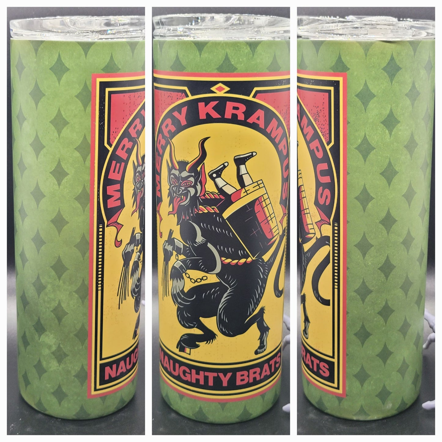 Green Krampus 20 oz Sublimated Tumbler for Hot or Cold Drinks