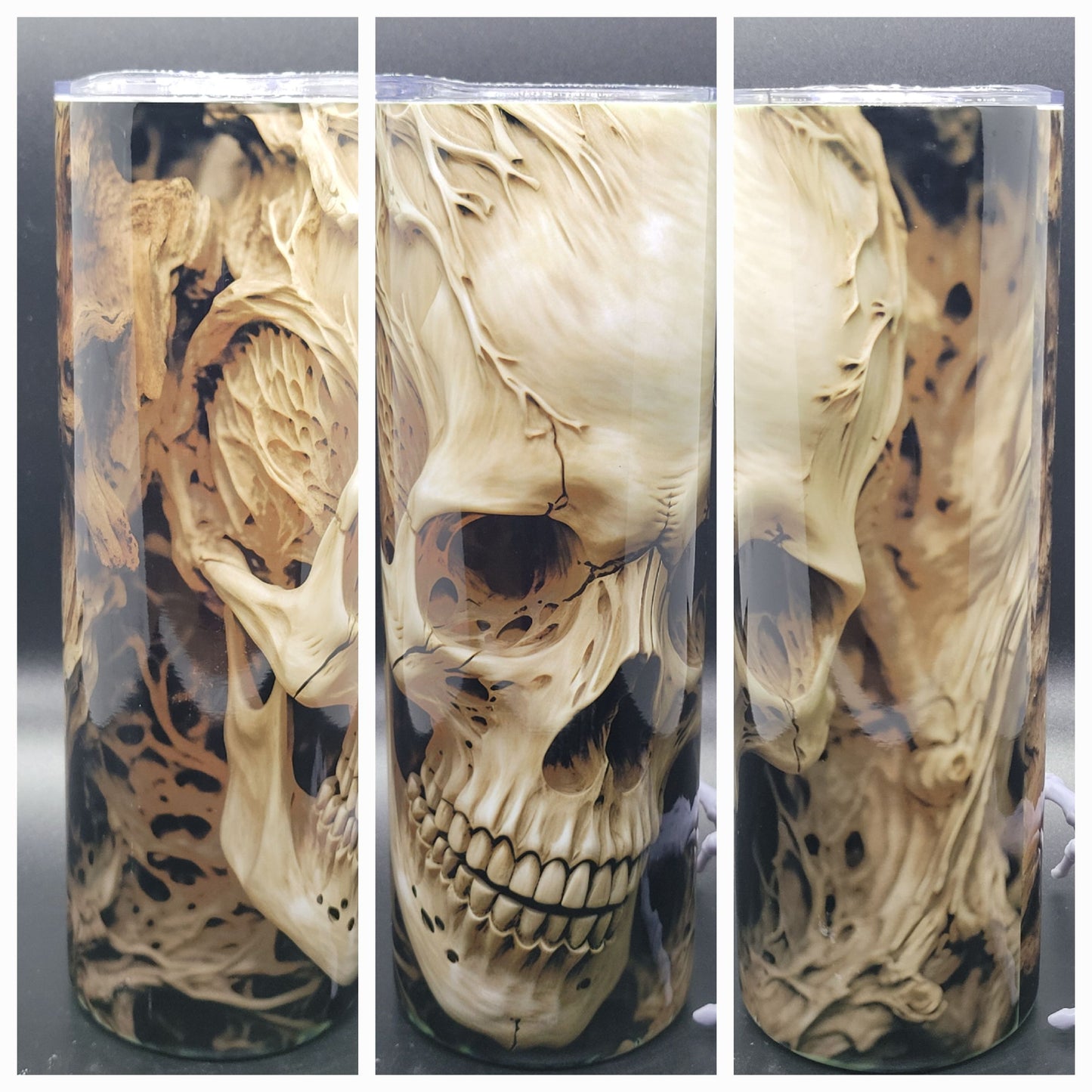 White Skull 20 oz Sublimated Tumbler for Hot or Cold Drinks