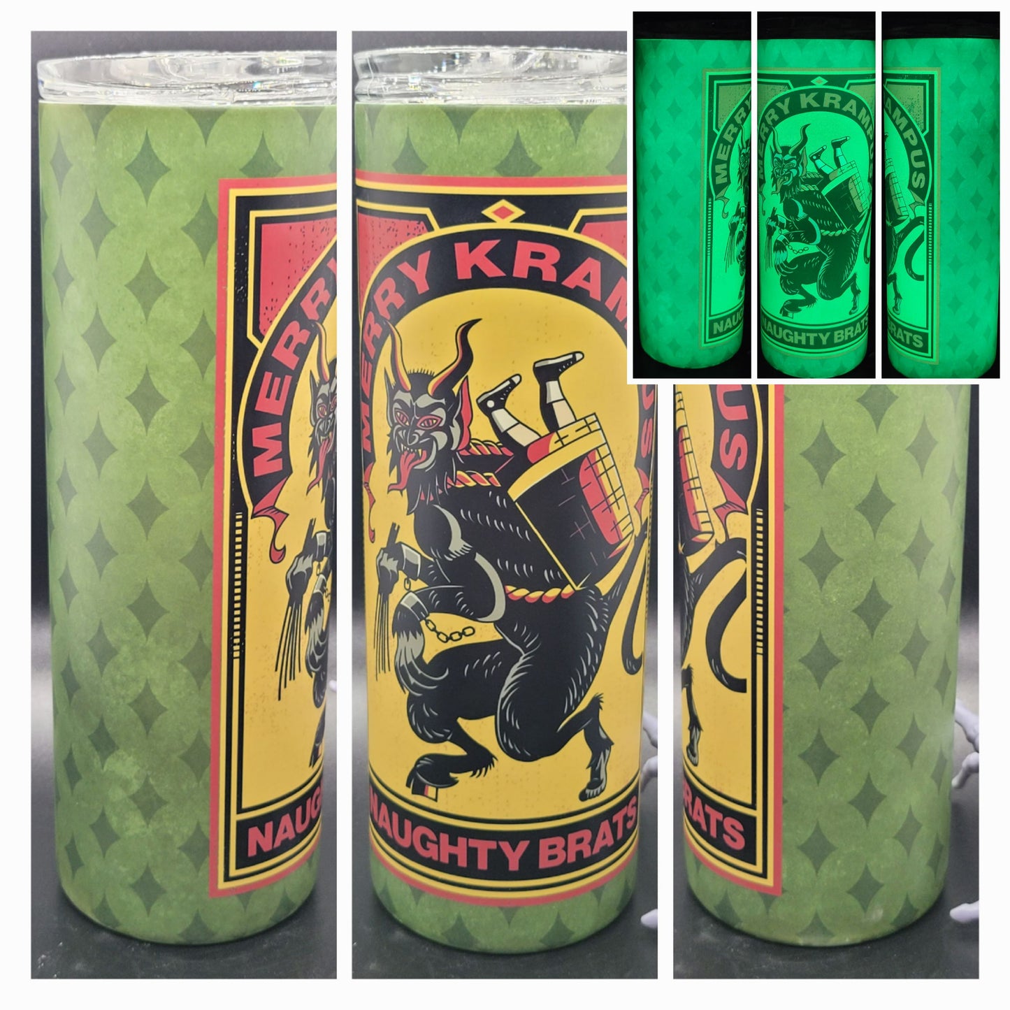 Green Krampus 20 oz Sublimated Tumbler for Hot or Cold Drinks
