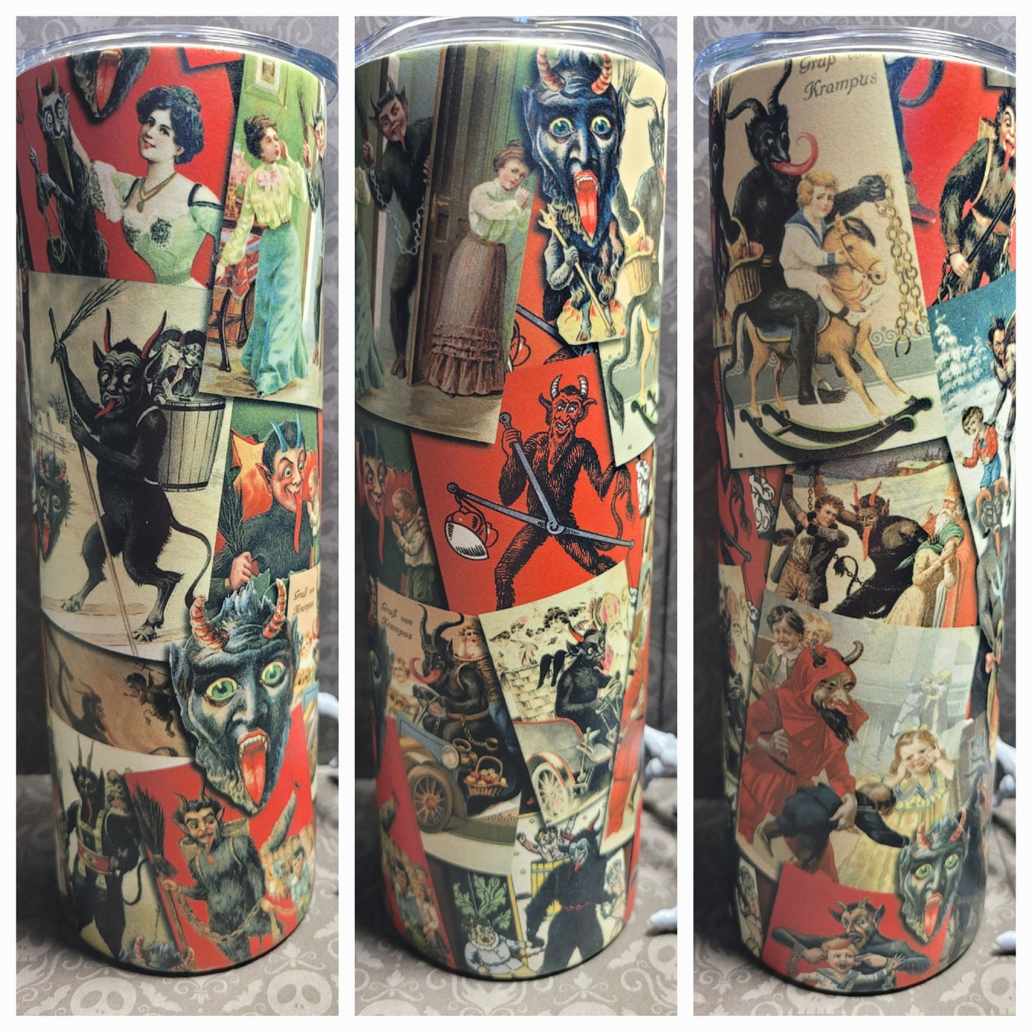 Vintage Krampus 20 oz Sublimated Tumbler for Hot or Cold Drinks