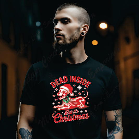 Dead Inside Christmas Puppy Apparel Tee Shirt Hoodie Unisex Made to Order