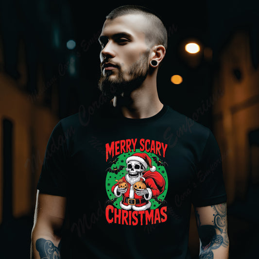 Merry Scary Skeleton Apparel Tee Shirt Hoodie Unisex Made to Order