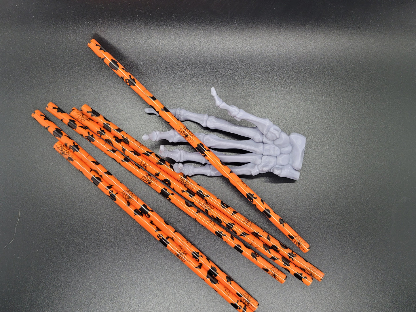 Orange Witchy 9 in Reusable Plastic Tumbler Straw