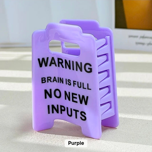 Purple 2 Small Warning Sign Acrylic Hair Claw Clip