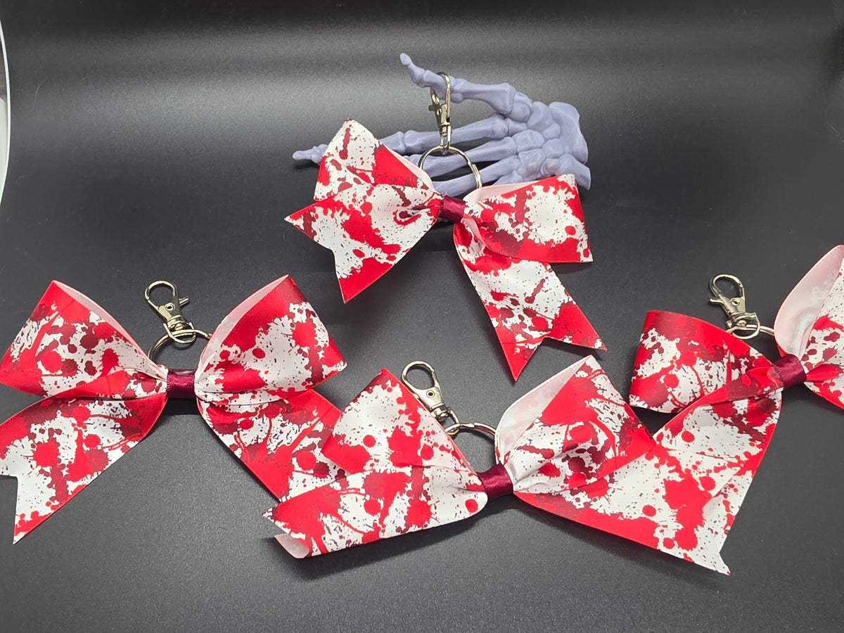 Halloween Bloody Prints 2 Purse Charm Cheer Bow Style Clip Handmade