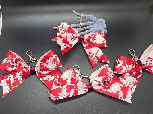 Halloween Bloody Prints 2 Purse Charm Cheer Bow Style Clip Handmade