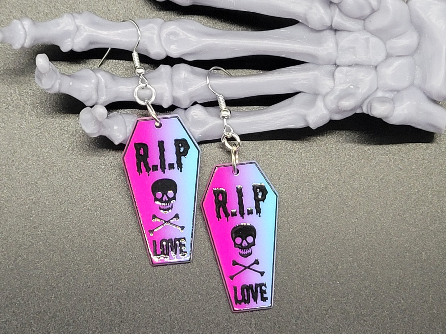 RIP Coffin Valentine Resin Earrings Necklace Valloween