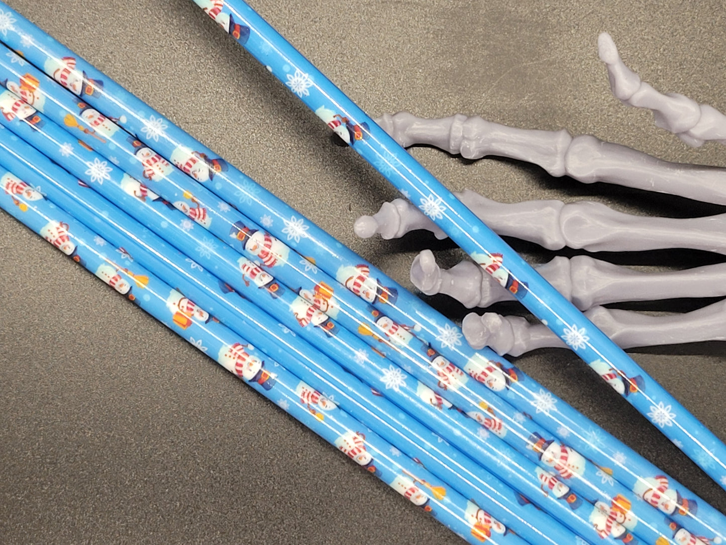 Christmas Snowman 9 in Reusable Plastic Tumbler Straw